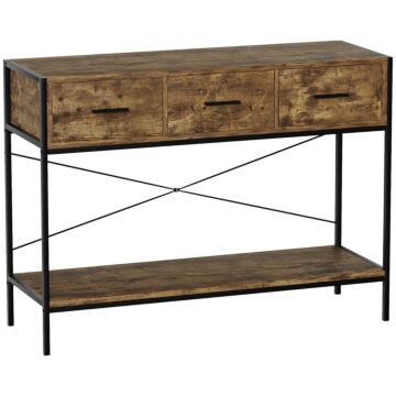 Vida Designs Brooklyn 3 Drawer Console Table, Dark Wood