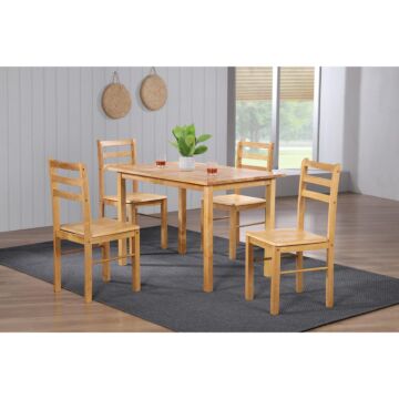 New York Medium Dining Set With 4 Chairs Natural Oak