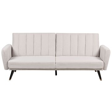 Sofa Bed Beige Fabric Upholstered Sleeper Convertible Elegant Glam Modern Living Room Bedroom Beliani