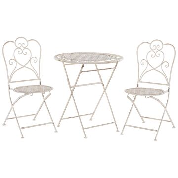 Bistro Set Beige Table 2 Chairs Shabby Chic French Beliani