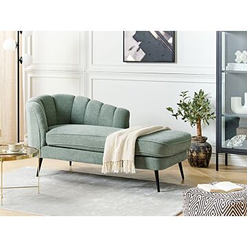 Chaise Lounge Green Boucle Upholstery Black Metal Legs Left Hand Modern Design Living Room Furniture Beliani
