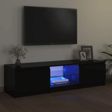 Vidaxl Tv Cabinet With Led Lights Black 140x40x35.5 Cm