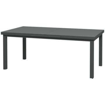 Outsunny Aluminium Garden Table For 6-8, Extending Outdoor Dining Table Rectangle For Lawn Balcony - Charcoal Grey