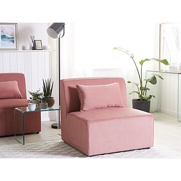 1-seat Section Pink Corduroy Sofa Module Modern Single-seat Beliani
