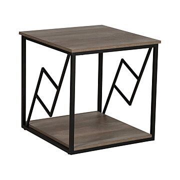 Side Table Dark Wood Top Black Metal Frame 56 X 56 Cm Square Modern Industrial Living Room Beliani