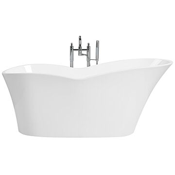 Freestanding Bath White Glossy Sanitary Acrylic 1700 X 800 Mm Single Oval Modern Minimalist Design Beliani