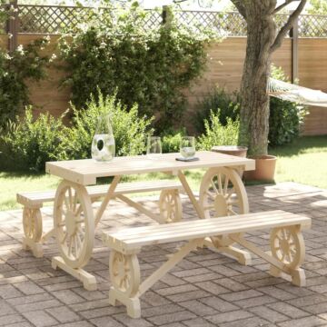 Vidaxl 3 Piece Garden Dining Set Solid Wood Fir