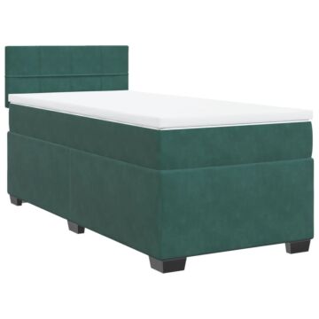 Vidaxl Box Spring Bed With Mattress Dark Green 90x200 Cm Velvet