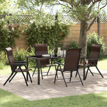 Vidaxl 5 Piece Garden Dining Set Brown Poly Rattan