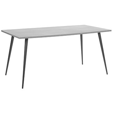 Dining Table Concrete Effect Top Black Metal Legs Rectangular 160 X 80 Cm For 6 People Modern Glamour Style Beliani