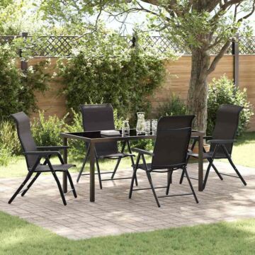 Vidaxl 5 Piece Garden Dining Set Black Poly Rattan