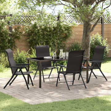 Vidaxl 5 Piece Garden Dining Set Black Poly Rattan