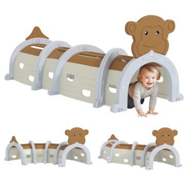 Aiyaplay Monkey Design Kids Play Tunnel For Crawl And Climb, For 3-6 Years, Brown