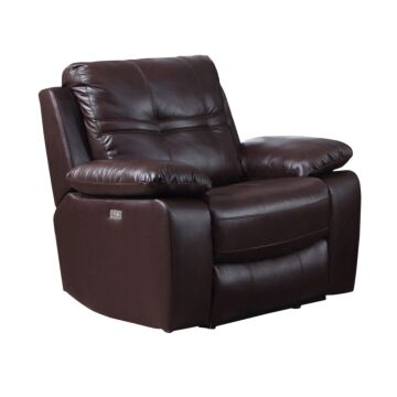 Rockport Power Recliner Leather & Pu 1 Seater Dark Choc