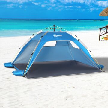 Outsunny Pop-up Beach Tent Sun Shade Shelter For 1-2 Person Uv Protection Waterproof With Ventilating Mesh Windows Carrying Bag