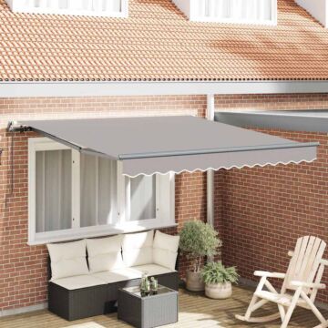 Vidaxl Light Grey Manual Retractable Awning 350x250 Cm