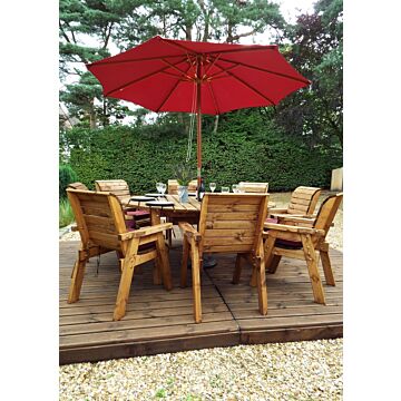 Eight Seater Circular Table Set - Burgundy