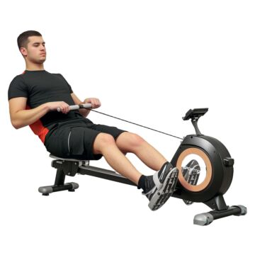 Sportnow Rowing Machine, 16-level Magnetic Rower Machine With Lcd Monitor And Phone Holder, Vertical Storage, For Home Gym Cardio Training, 150kg Weight Capacity, Black