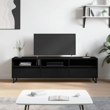 Vidaxl Tv Cabinet Black 150x30x44.5 Cm Engineered Wood