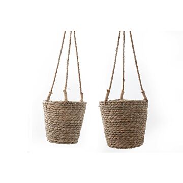 Set Of Two Rush Grass Hanging Planters