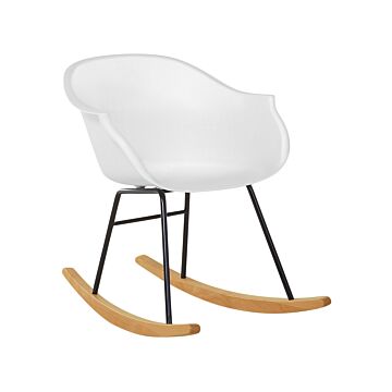 Rocking Chair White Synthetic Material Metal Legs Shell Seat Solid Wood Skates Modern Scandinavian Style Beliani