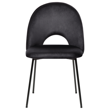 Set Of 2 Dining Chairs Black Velvet Upholstery Black Legs Retro Glamour Beliani