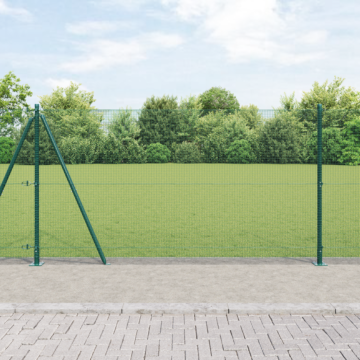 Vidaxl Welded Wire Fence With 13 Flanged Posts Green 1.2x50 M Steel