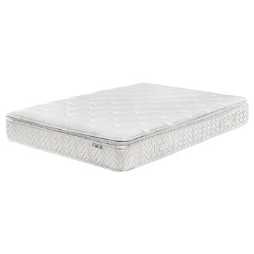 Pocket Spring Mattress White Bamboo Fabric King Size 5ft3 5 Zone Medium Firm Removable Cover Beliani