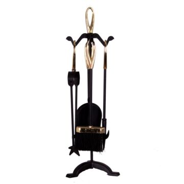 Fire Vida 5 Piece Buxton Companion Set, Black & Brass