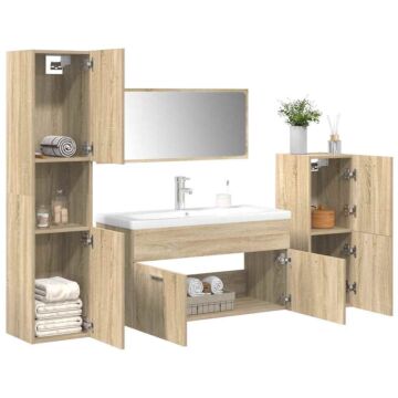 Vidaxl 5 Piece Bathroom Furniture Set Sonoma Oak Engineered Wood