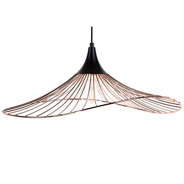 Hanging Light Pendant Lamp Copper With Black Wire Open Shade Metal Industrial Design Beliani