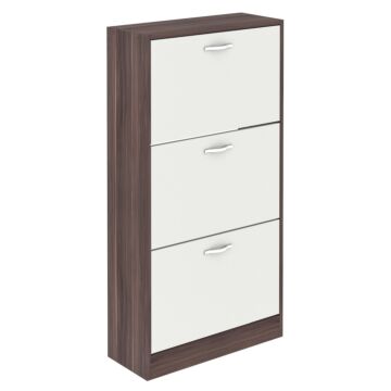 Vida Designs 3 Drawer Shoe Cabinet, Walnut & White