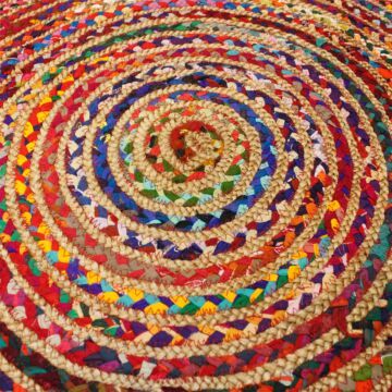 Round Jute And Recycled Cotton Rug - 150 Cm