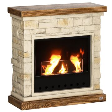 Homcom Gel And Ethanol Fireplace Stove, Modern Bioethanol Fire, Indoor Ethanol Burner With 1.2 Litres (39oz) Volume, Burns For Up To 3 Hours, 26 Inch, Brown Brickwork