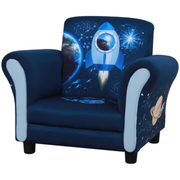 Homcom Child Armchair Kids Mini Sofa Chair With Armrest, 59.5 X 43 X 46.5cm, Blue
