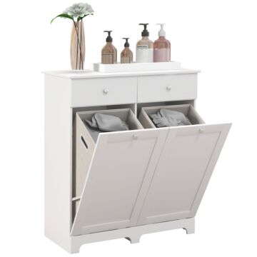 Homcom Duo Hamper Laundry Storage Cabinet - White