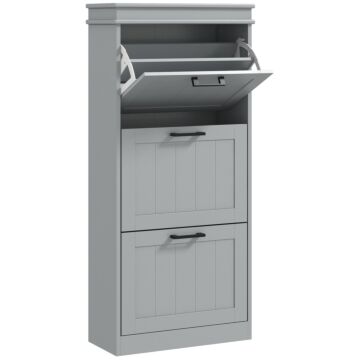 Homcom Three-drawer Minimalistic Shoe Cabinet - Grey
