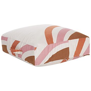 Floor Cushion Multicolour Cotton 50 X 50 X 20 Cm Abstract Pattern Square Fabric Seating Pouffe Beliani