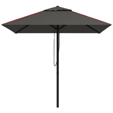 Outsunny Patio Parasol Umbrella With Vent, Garden Market Table Umbrella Sun Shade Canopy With Piping Side, Grey