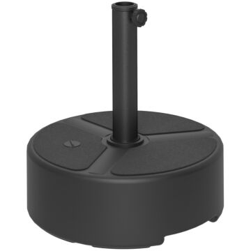 Outsunny Round Garden Parasol Base, Garden Umbrella Stand Heavy Duty Parasol Base, Filled Up To 20kg With Stand Or 18kg With Water For Garden, Poolside, Black