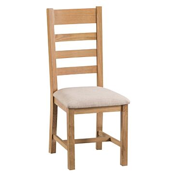 Upholstered Ladder Back Chair Medium Oak Finish
