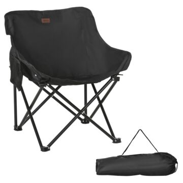 Outsunny Camping Chair, Lightweight Folding Chair With Carrying Bag And Storage Pocket, Perfect For Festivals, Fishing, Beach And Hiking, Black