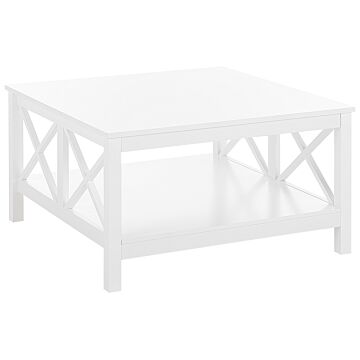 Coffee Table White 2 Tier Square Table Top Boho Beliani
