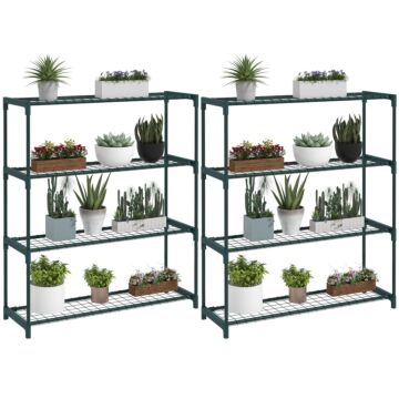 Outsunny Four-tier Steel Plant Shelf - Black