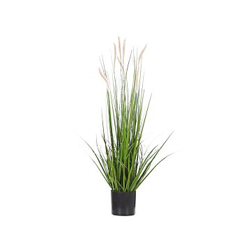 Artificial Potted Reed Plant Green And Black Synthetic Material 87 Cm Grass Decoration Indoor Beliani