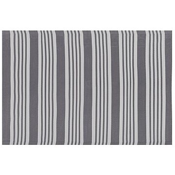 Outdoor Rug Mat Grey Synthetic 120 X 180 Cm Striped Pattern Modern Beliani