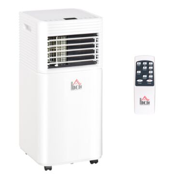 Homcom 7000 Btu 4-in-1 Compact Portable Mobile Air Conditioner Unit Cooling Dehumidifying Ventilating W/ Fan Remote Led 24 Hr Timer Auto Shut Down