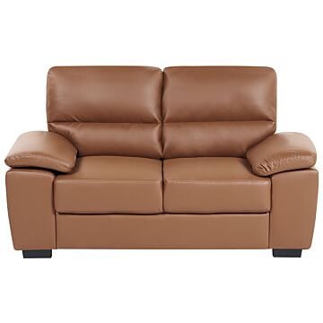 Sofa Golden Brown 2 Seater Faux Leather Living Room Beliani