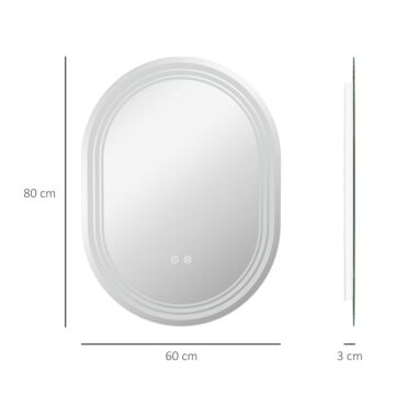 Kleankin 800 X 600mm Bathroom Mirror With Led Lights Makeup Mirror With Anti-fog Touch, Switch, Vertical Or Horizontal