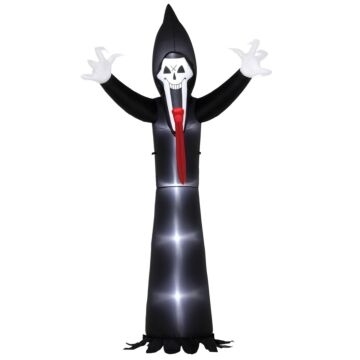 Outsunny 10 Ft Grim Reaper Halloween Inflatable With 5 Built-in Led Lights, Blow Up Outdoor Halloween Decoration For Indoor, Outdoor Party